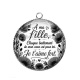 Pendentif Cabochon Argent - A ma fille chaque battement de mon coeur est pour toi un Je t'aime très fort