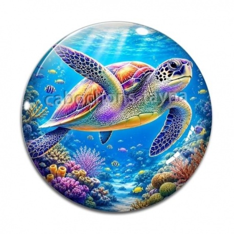 Cabochon Verre - tortue de mer