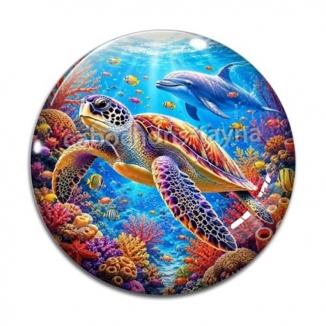 Cabochon Verre - tortue de mer