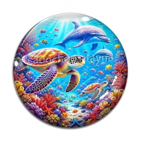 Cabochon Verre - tortue de mer