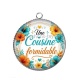 Pendentif Cabochon Argent - une cousine formidable