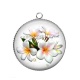 Pendentif Cabochon Argent - fleur exotique