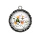 Pendentif Cabochon Argent - fleur exotique