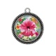 Pendentif Cabochon Argent - fleur exotique