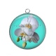Pendentif Cabochon Argent - fleur exotique