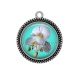 Pendentif Cabochon Argent - fleur exotique