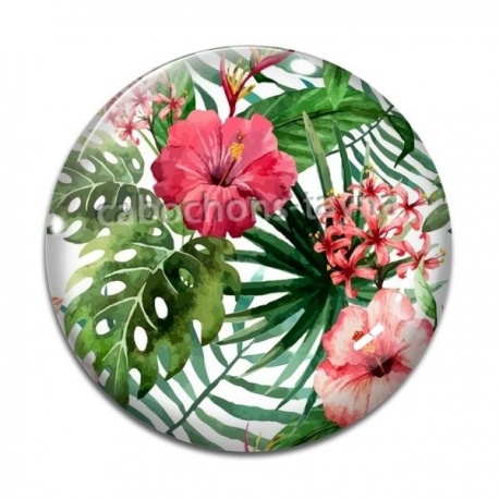 Cabochon Verre - fleur exotique