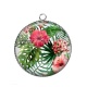 Pendentif Cabochon Argent - fleur exotique