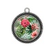 Pendentif Cabochon Argent - fleur exotique