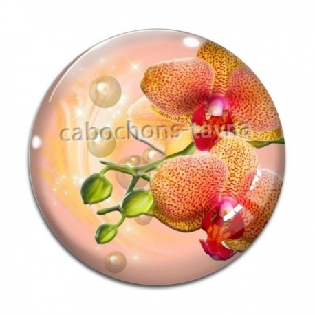 Cabochon Verre - fleur exotique