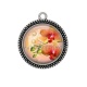 Pendentif Cabochon Argent - fleur exotique