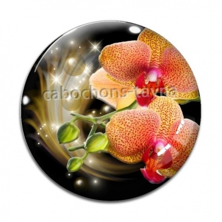 Cabochon Verre - fleur exotique
