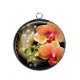 Pendentif Cabochon Argent - fleur exotique