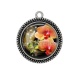 Pendentif Cabochon Argent - fleur exotique