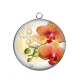 Pendentif Cabochon Argent - fleur exotique