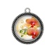 Pendentif Cabochon Argent - fleur exotique
