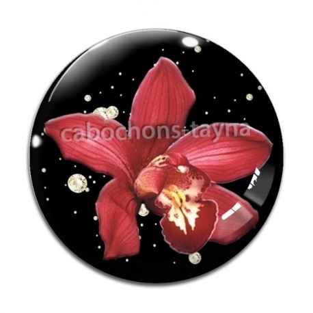 Cabochon Verre - fleur exotique