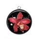 Pendentif Cabochon Argent - fleur exotique