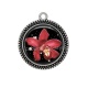 Pendentif Cabochon Argent - fleur exotique