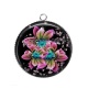 Pendentif Cabochon Argent - fleur exotique