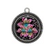 Pendentif Cabochon Argent - fleur exotique