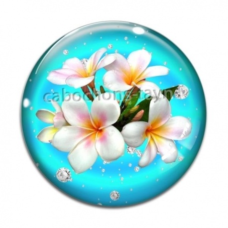Cabochon Verre - fleur exotique