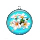 Pendentif Cabochon Argent - fleur exotique