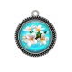 Pendentif Cabochon Argent - fleur exotique