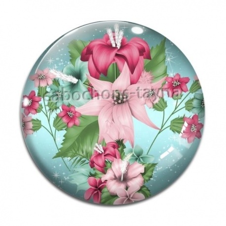 Cabochon Verre - fleur exotique
