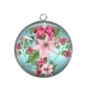 Pendentif Cabochon Argent - fleur exotique