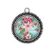Pendentif Cabochon Argent - fleur exotique