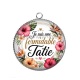 Pendentif Cabochon Argent - je suis une tatie formidable