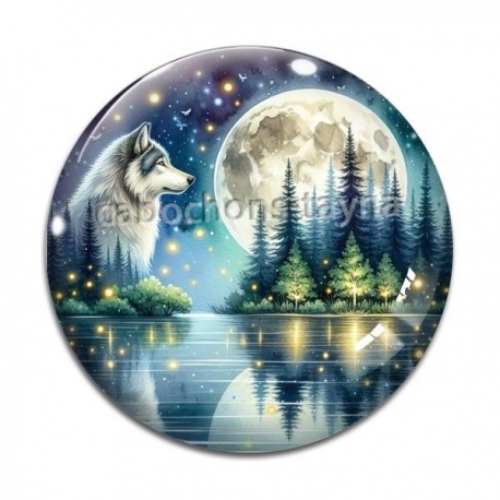 Cabochon Verre - loup