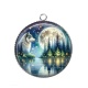 Pendentif Cabochon Argent - loup