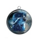 Pendentif Cabochon Argent - loup