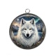 Pendentif Cabochon Argent - loup