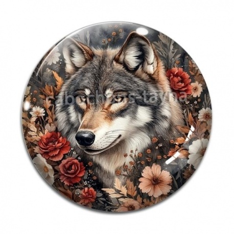 Cabochon Verre - loup
