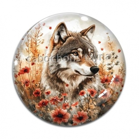 Cabochon Verre - loup