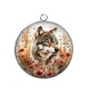 Pendentif Cabochon Argent - loup