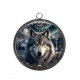 Pendentif Cabochon Argent - loup