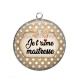 Pendentif Cabochon Argent - je t'aime maîtresse