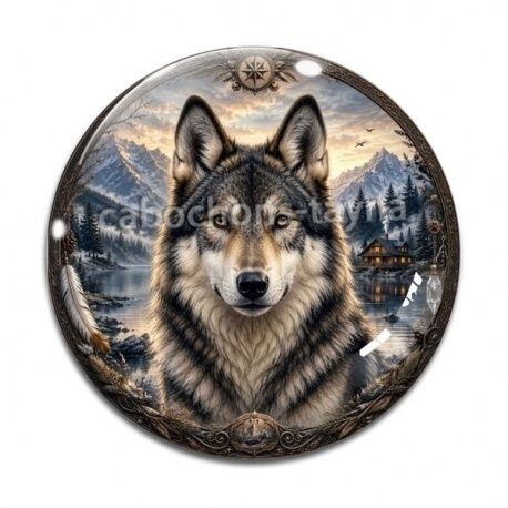 Cabochon Verre - loup