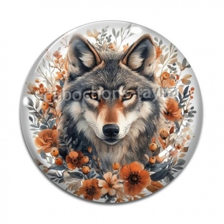 Cabochon Verre - loup