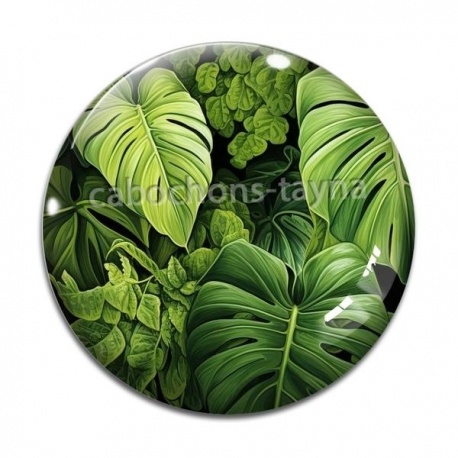 Cabochon Verre - feuille exotique 