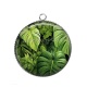 Pendentif Cabochon Argent - feuille exotique 