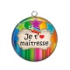 Pendentif Cabochon Argent - je t'aime maîtresse