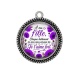 Pendentif Cabochon Argent - A ma fille chaque battement de mon coeur est pour toi un Je t'aime fort
