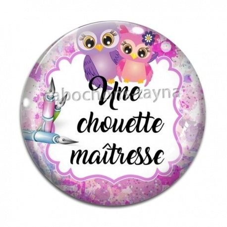 Cabochon Verre - chouette maîtresse