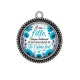 Pendentif Cabochon Argent - A ma fille chaque battement de mon coeur est pour toi un Je t'aime fort