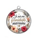 Pendentif Cabochon Argent - je suis une formidable marraine